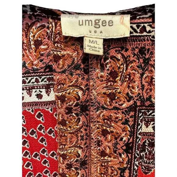 Umgee Women's Multicolor Open Front Paisley Print Kimono Poncho Size M/L - Picture 7 of 7
